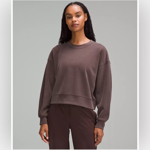 lululemon athletica Tops - Lululemon Ribbed Softstreme Perfectly Oversized Cropped Crew Espresso Brown 6